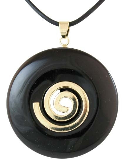 Riipusspiraali - Musta Onyx donitsi 30 mm, kullattu